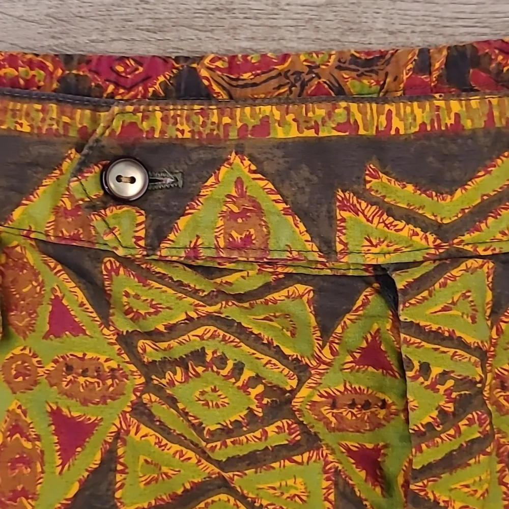 LAUHALA Hawaiian Brown Red Green Tiki 33 Mens Casual Board‎ Shorts RARE VTG 50s